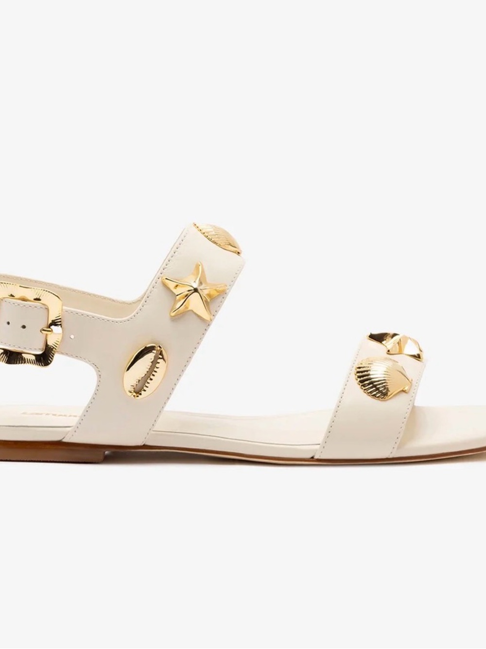 Larroude Madison Flat Sandal Ivory Leather sandals